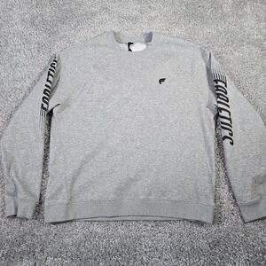 Fabletics Mens Sweater XL Gray‎ Go To Crew Pullover Long Sleeve Spellout